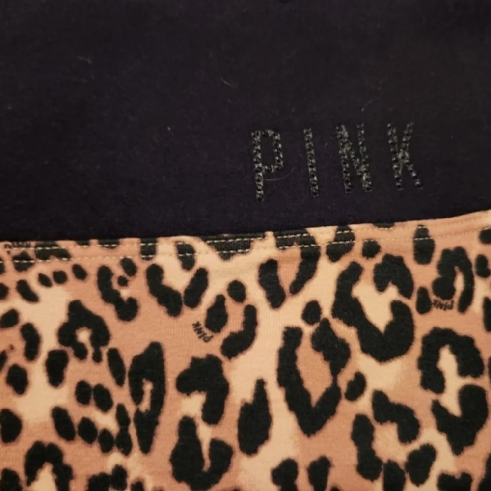 Women's Large Victoria's Secret PINK Leopard Print Foldover Yoga Pant Leggings - Picture 2 of 4
